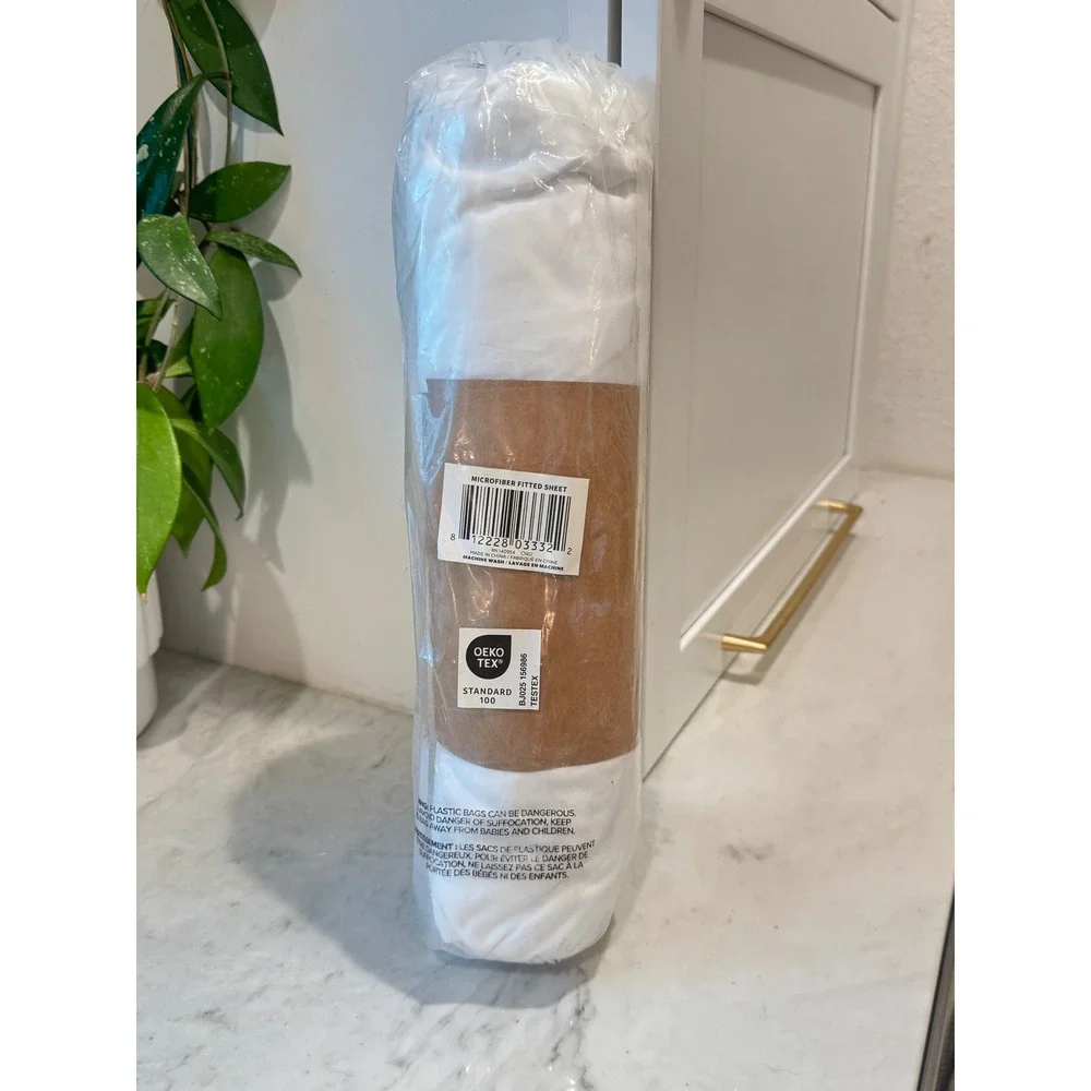 Bare Home Fitted Sheet Queen White New Premium Microfiber Soft Breathable